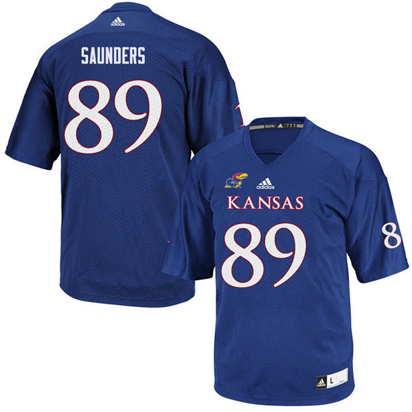 Men #89 Mavin Saunders Kansas Jayhawks College Football Jerseys Sale-Royal - Click Image to Close